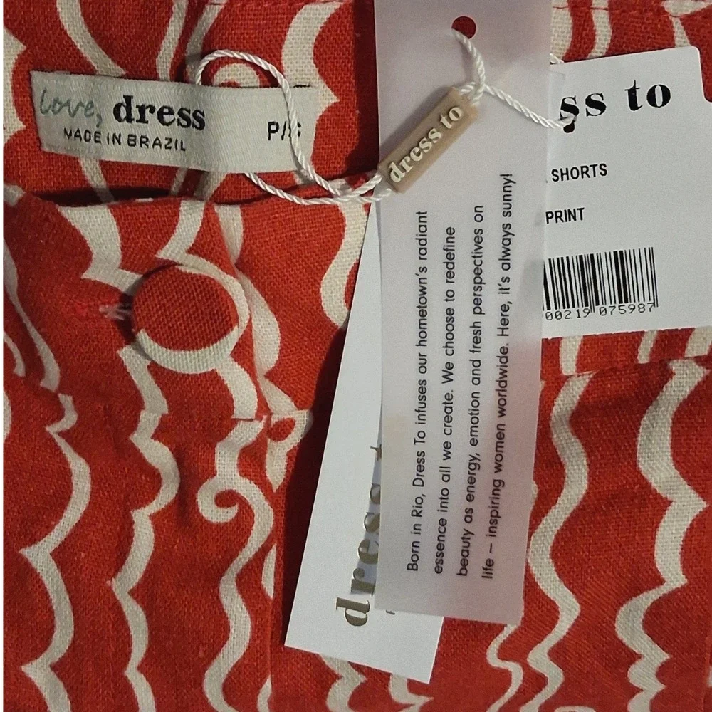 NWT Dress To Red Atlantica Side Pockets Pleats Bermuda Shorts S High Waist Linen